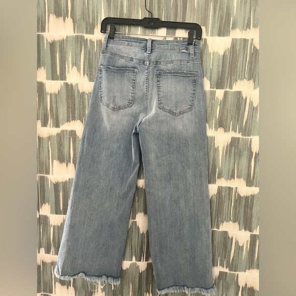 RISEN High Rise Crop Wide Fray Hem Jeans- 27 - Picture 8 of 12
